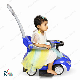 3-in-1 Kids Indoor Outdoor Ride On Push Car Stroller and Swing Mercedes Benz GL63 Convertible Baby Car (Blue), 2 image