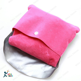 4 in 1 Double Part Inflatable Pillow with Eye Mask Ear plug & Pouch [Pink], 2 image