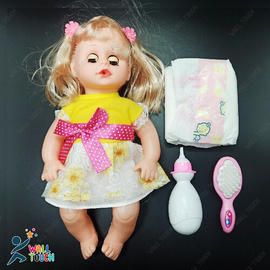 Drink and Wet Potty Training Baby Doll with Comb Bottle and Diapers - Doll Set