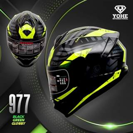 YOHE 977 Full Face HRT Helmet, Color: Lime Green, Size: S, 3 image
