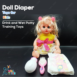 Drink and Wet Potty Training Baby Doll with Comb Bottle and Diapers - Doll Set, 3 image
