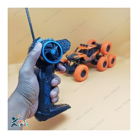 Lateral Dancing Rechargeable Big Size 360 Degree Rotating 8 Wheel Remote Control Stunt Car (Orange), 9 image