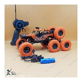 Lateral Dancing Rechargeable Big Size 360 Degree Rotating 8 Wheel Remote Control Stunt Car (Orange), 2 image
