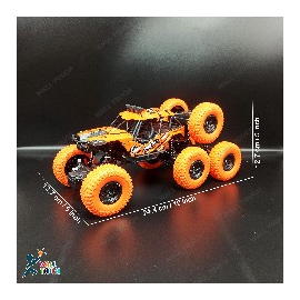 Lateral Dancing Rechargeable Big Size 360 Degree Rotating 8 Wheel Remote Control Stunt Car (Orange), 8 image