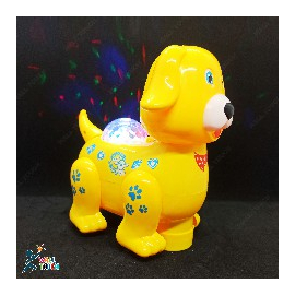Battery Operated 3D Light & Music Cartoon Barking Dog for Kids (Yellow)