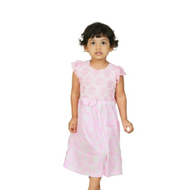 Girls Summer Frock Cotton & Net Pink, Baby Dress Size: 2 years, 2 image