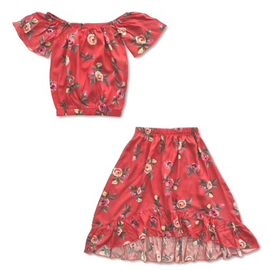 Girls Stylish Boat Neck Tops & High Low Skirt, Baby Dress Size: 5-6 years
