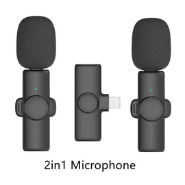 2 in1 Bluetooth Dual Microphone K9 Wireless Lavalier Microphone Noise Reduction Outdoor Live Broadcast USB Lavalier Microphone Type C & lighting Port