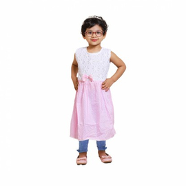 Girls Summer Frock Cotton & Net Pink, Baby Dress Size: 1 year