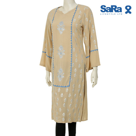 SaRa Ladies KURTI (WKU21FHB-Beige), Size: S, 3 image