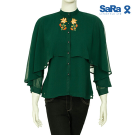 SaRa Ladies Fashion Tops (WFT208YJA-Green), Size: S