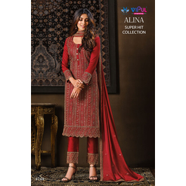 Alina Superhit Collection Three Piece For Ladies-Red