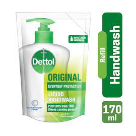 Dettol Handwash Original 170ml Refill Liquid Soap with protection from 100 illness-causing germs