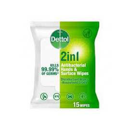 Dettol 2 in 1 Antibacterial Hand & Surface Disinfectant Wipes