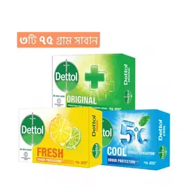 Dettol Soap Summer Pack of 3 Bathing Bar Soap (Cool, Fresh & Original) 75gm x 3
