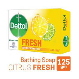 Dettol Soap Citrus Fresh 125gm Bathing Bar, Soap with Orour Protection