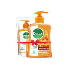 Dettol Handwash Pump & Refil Combo 170ml + 200 ml Re-Energize pH-Balanced Liquid Soap formula