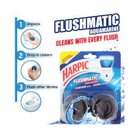 Harpic Flushmatic in-Cistern Toilet Cleaner Twin Pack (50gm X 2), Automatic Cleaning with Every Flush, 2 image