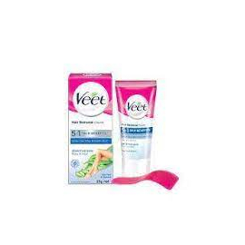 Veet Hair Removal Cream 25gm Sensitive Skin for Body & Legs, Get Salon-like Silky Smooth Skin with 5 in 1 Skin Benefits