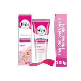 Veet Hair Removal Cream 100gm Normal Skin for Body & Legs, Get Salon-like Silky Smooth Skin with 5 in 1 Skin Benefits