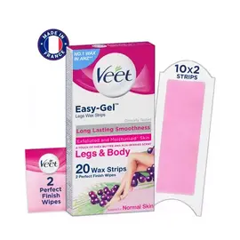 Veet Easy Gel 20 Wax Strip Normal Skin For Long Lasting Smoothness