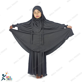 Khimar / Kheemar Borka Adjusted Niqab Hijab With Skirt Full Set For 4-6 years Girl (Dubai Cherry Cloth), Baby Dress Size: 4- 6 years, 4 image