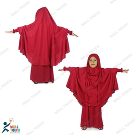Khimar / Kheemar Borka Adjusted Niqab Hijab With Skirt Full Set For 4-6 years Girl (Dubai Cherry Cloth), Baby Dress Size: 4- 6 years, 10 image
