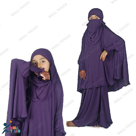 Khimar / Kheemar Borka Adjusted Niqab Hijab With Skirt Full Set For 4-6 years Girl (Dubai Cherry Cloth), Baby Dress Size: 4- 6 years, 8 image