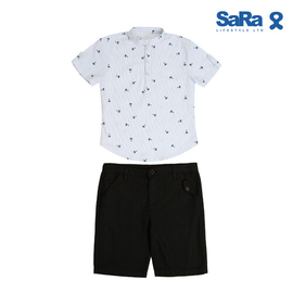 SaRa Boy's Set (BSP212PEK-White Printed), Baby Dress Size: 2-3 years