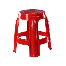 Round Stool High (Printed) - Red