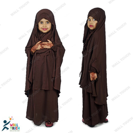 Khimar / Kheemar Borka Adjusted Niqab Hijab With Skirt Full Set For 4-6 years Girl (Dubai Cherry Cloth), Baby Dress Size: 4- 6 years, 6 image