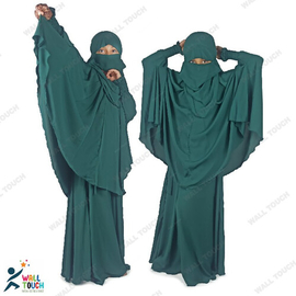 Khimar / Kheemar Borka Adjusted Niqab Hijab With Skirt Full Set For 4-6 years Girl (Dubai Cherry Cloth), Baby Dress Size: 4- 6 years