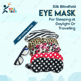 Silk Blindfold Eye Mask For Sleeping at Daylight Or Travelling; Soft & Comfortable with fiber inside 5 Type Of Design in 1 SET (Total 5 Pcs), 5 image