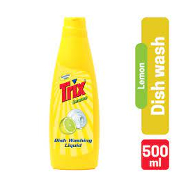 Trix Dishwashing Liquid 1L Bottle Lemon Fragrance for Scratch-Free Sparkling Clean Dishes, removes grease stains with power-rich thick foam