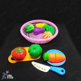 8  Pcs Play Food Toys Cutting Fruit & Vegetable Cutter Set With Basket Cooking Food Play Kitchen Kits Early Educational Toys For Kids