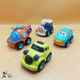 4 Pcs Food Grade Mini Plastic Pull and Back Car Set For Toddlers Kids Gift, 4 image