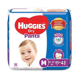 Huggies Dry Pant Diaper Medium (M) -64 Pcs (6-12 KG)