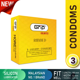 Grip Unlimited Ribbed Condom 3pcs 1 Pack