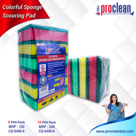 Colorful Sponge Scouring Pad  ( Big) 6pcs