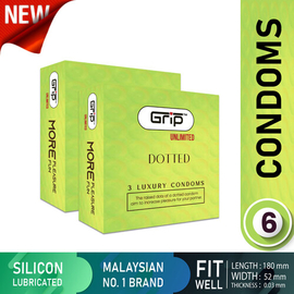 Grip Unlimited Dotted Condom For Men (2 Pack) (6 psc)