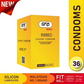Grip Unlimited Ribbed Condom for Men 18psc in 1 Box