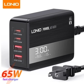 LDNIO 65W Super Fast Charging With QC4+ LED PD 65W for iPhone Samsung Xiaomi Laptop  A4808Q