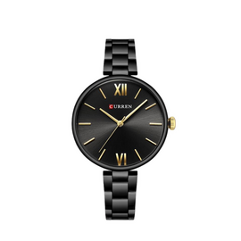 CURREN 9017 Black Stainless Steel Analog Watch For Women