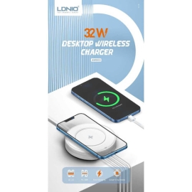 LDNIO AW003 32W Custom Mobile Phone Fast Wireless Charger PD QC3.0 +2 USB-A Turbo Power Engine, 2 image