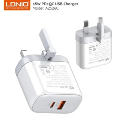 Ldnio A2526C 45W Fast & Smart Charger Type-c PD QC4+ QC3.0 For Your Phone NoteBook Laptop