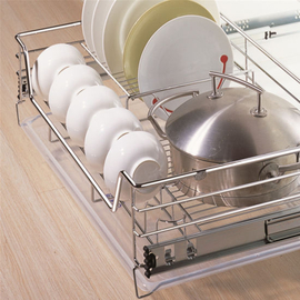 WELLMAX Kitchen Cabinet Multi-Functional and Economic 4 Side Bowls and Plates Drawer Basket, 2 image
