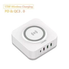 LDNIO AW004 32W Desktop Qi Fast Smart Charging Multi Wireless Charging With 4 USB Port QC3.0+PD 30W Fast Charger