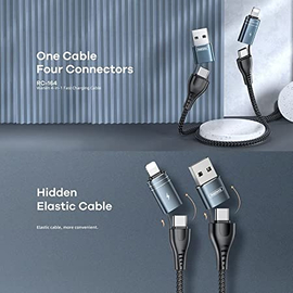 Remax RC-020t Aurora Series 4In1 Data & Charging Cables2.4A 8Pin Type-C Lightning Cable 1M, 3 image