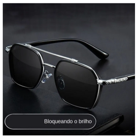 Black Sunglasses for Men - Silver Frame