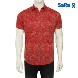 SaRa Mens Short Sleeve Shirt (MSCS92ACB-Printed), Size: S